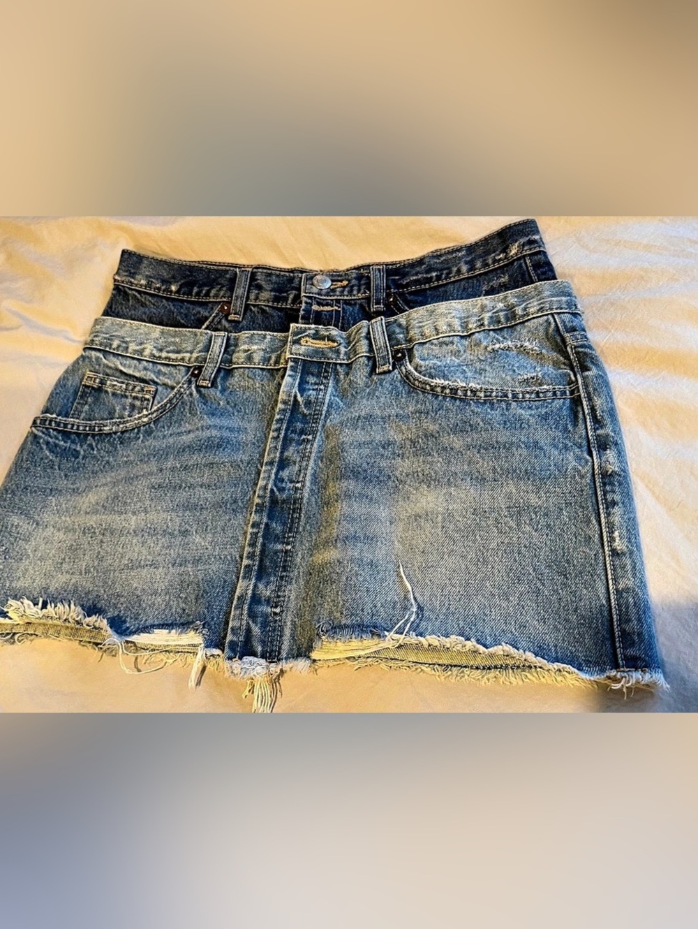 NWTT Zara Double Waist Denim Mini Skirt Jean Shorts Blue Medium